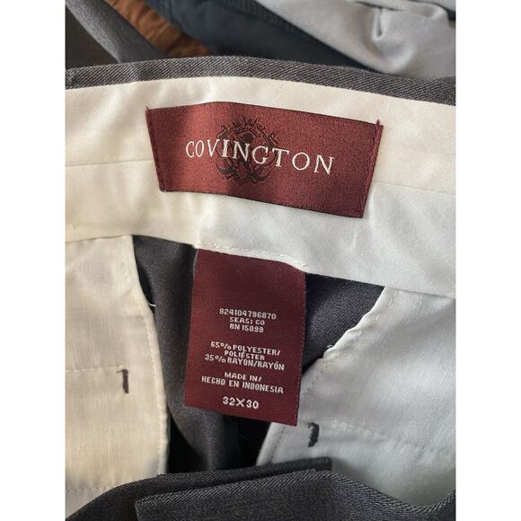 New Covington Essential Dress Pant 32x30 Gray Flat Wrinkle Free Classic Straight - Picture 4 of 4